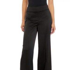 Anne Klein Wide Leg Satin Trousers - Black